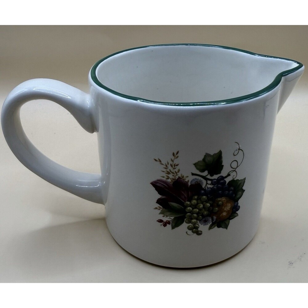 Certified International Pamela Gladding Fruit Ceramic Creamer Green Rim CIC